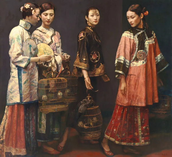 陈逸飞(中国，1946-2005) 《丽人行》